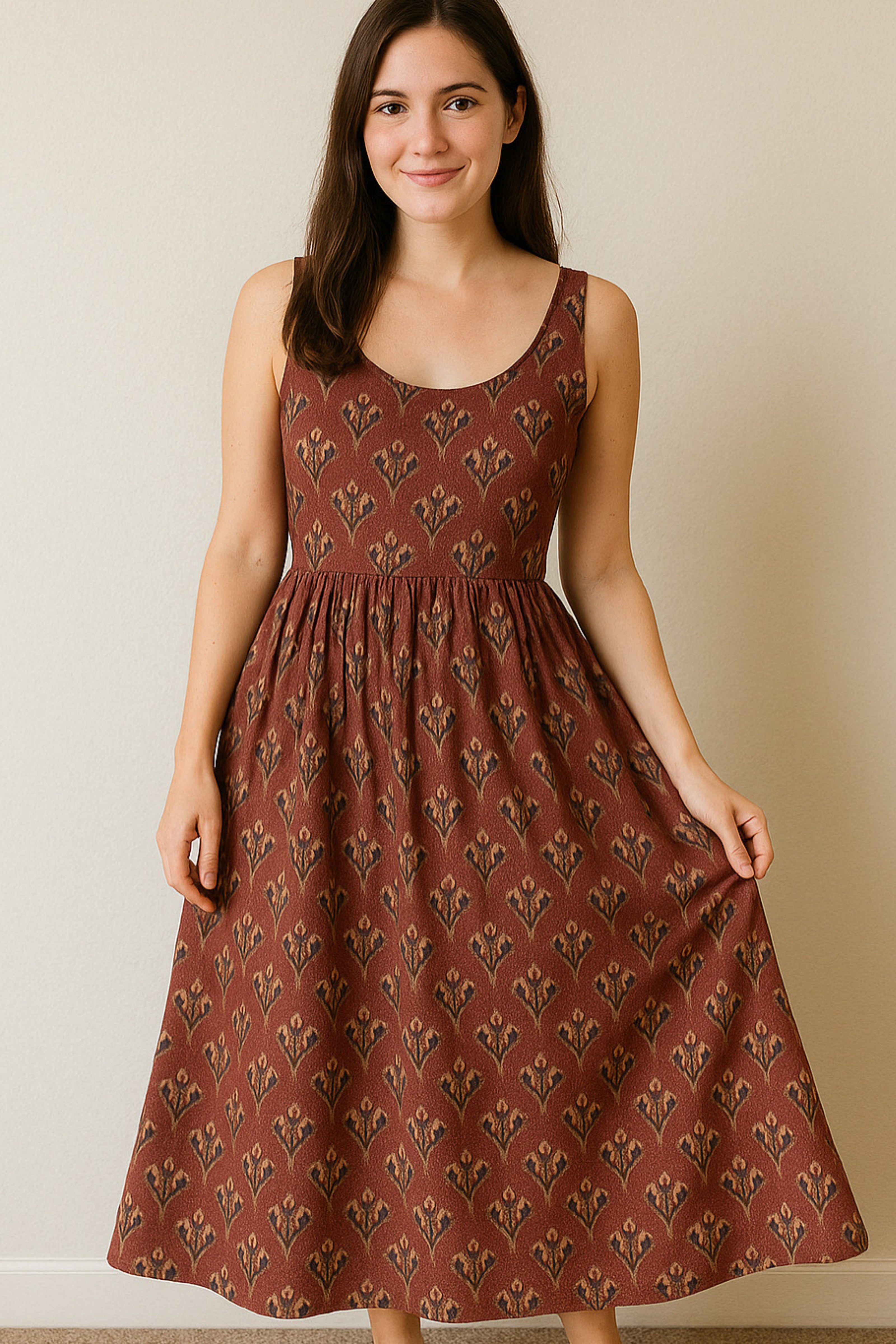 Sunset Peach Lawn Suit with Thread Embroidery